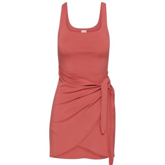 Wilfred Dresses & Skirts - Aritzia Wilfred Saturn Sienna Red Pink Red Brown Wrap Mini Neutral Dress L